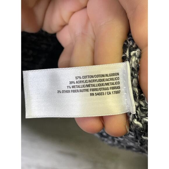 Old Navy Cardigan Sweater Womens M Black Marl Knit Full Zip Long Sleeve Metallic - Picture 7 of 10